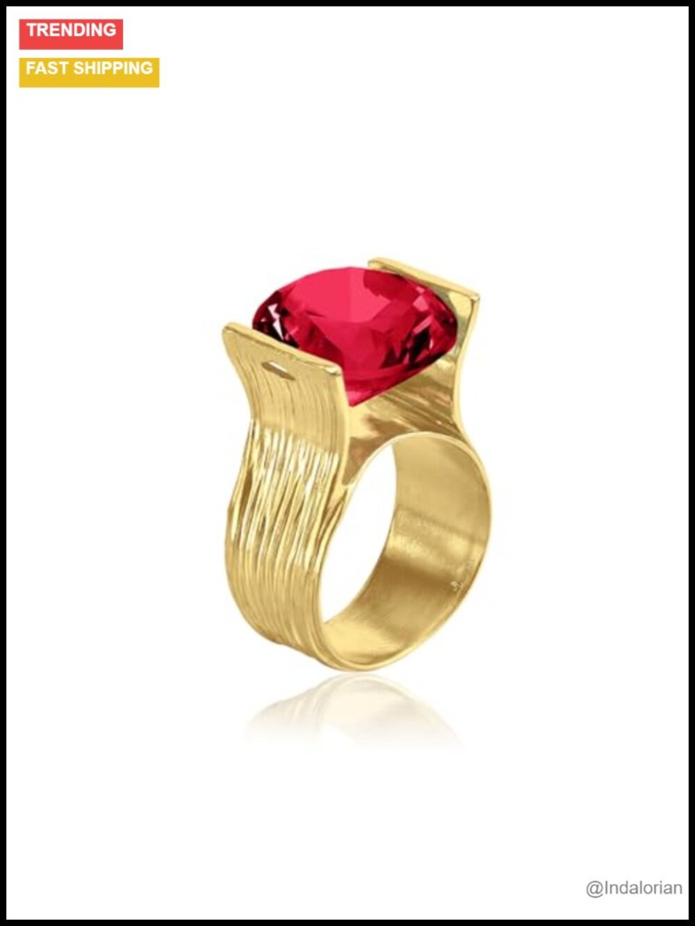 14K Gold Plated Sterling Silver Ring 11.75 TCW Cubic Zirconia Textured Band